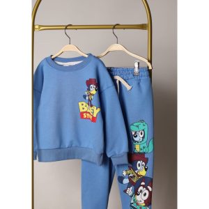 ERKEK ÇOCUK MAVİ SIRT BASKILI EŞORFMAN TAKIMI